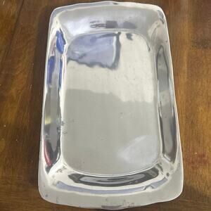 Peltrina Pewter Serving Tray Vintage 14” x 8” hand made Argentina sand casted